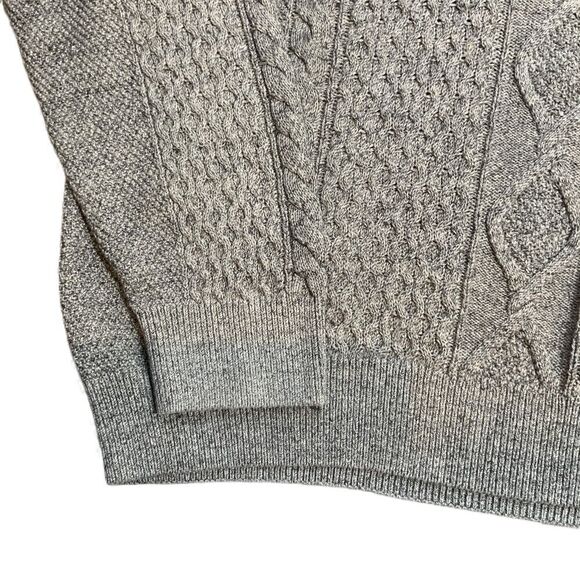 GAP Mens Grey Crew Neck Cable Knit Sweater Size XXL Preppy Grandpacore Academia - Picture 4 of 10